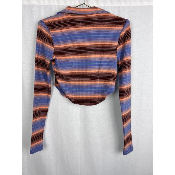 Striped Long Sleeve Button-Up Top - Picture 3 of 5